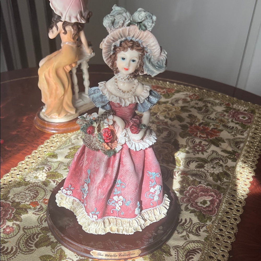 Victorian Lady Porcelain Figurine in Pink by